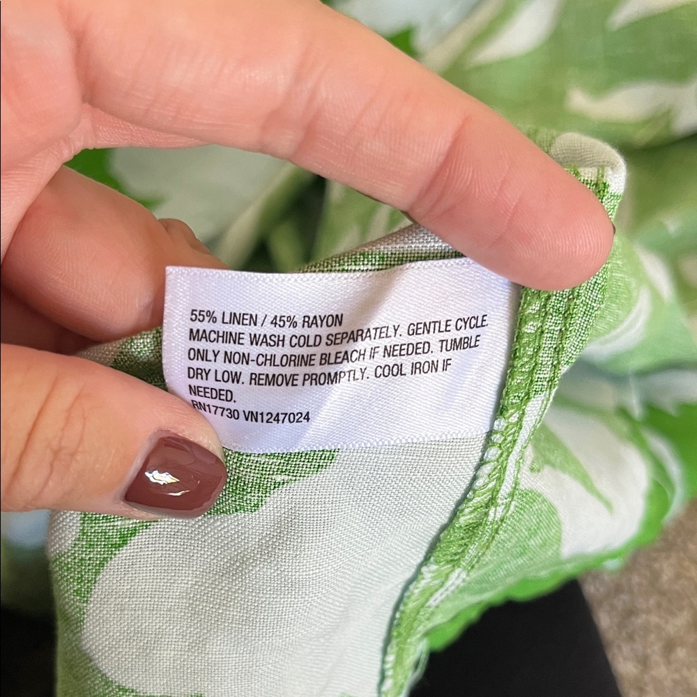 Kate Spade NY x Target Rose Linen Maxi Dress 1X Green /Blue Long Sleeve Dress - Picture 9 of 11